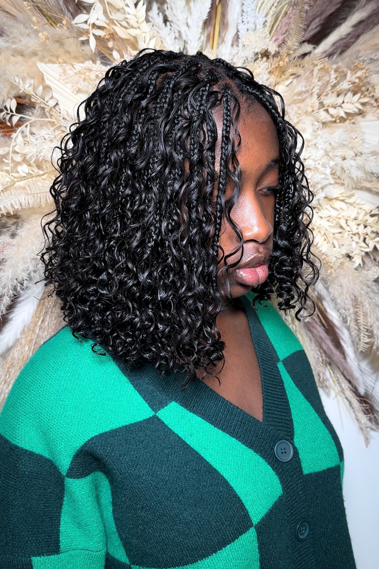 Curly boho bob braids